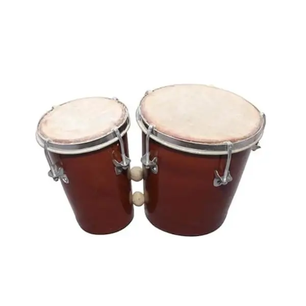 PAL MUSIC HOUSE Professional Two Piece Wooden Bongo Set (Brown)